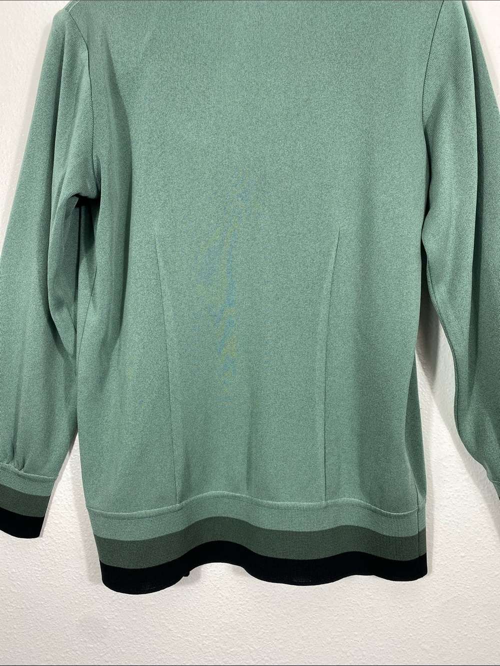 Misook Sage Green Open-Front Jacket with Black Trim 100% Acrylic Size S - Picture 7 of 16